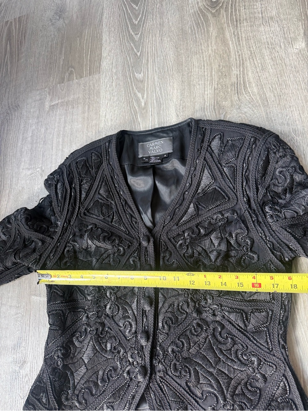 Vintage Carmen Marc Valvo 100% Silk Lined Soutache Evening Jacket Embroidered - Picture 8 of 9